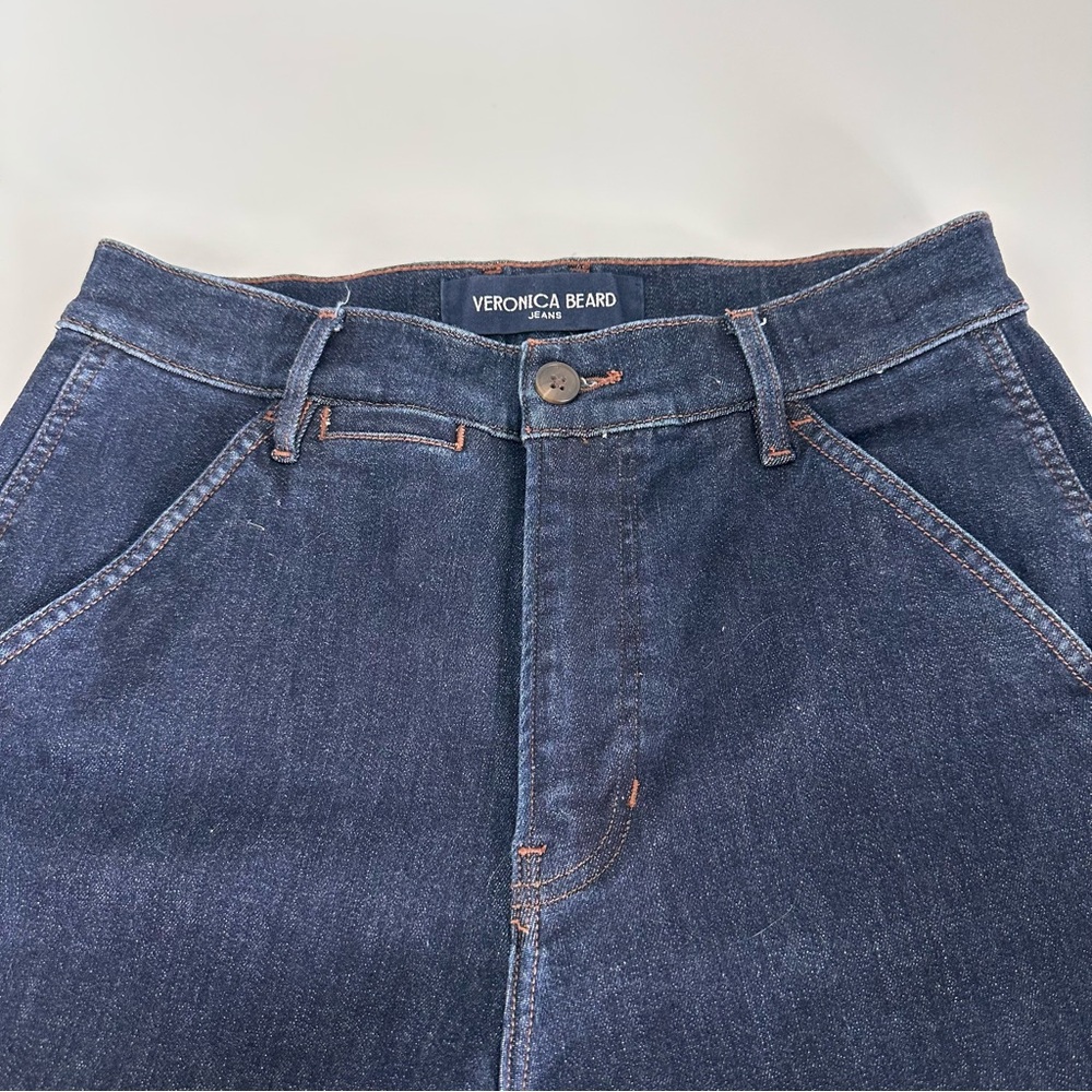 Veronica Beard Crosbie Indigo Rinse High-Rise Wide-Leg Trousers Jeans 28 Dark - Picture 4 of 12